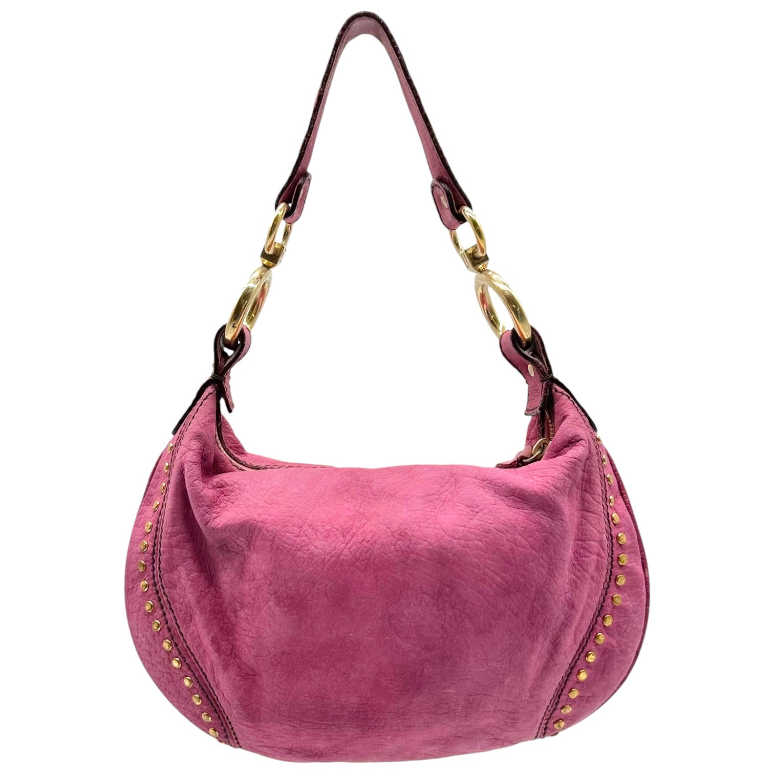 Fendi Mini Shoulder Bag Purple Suede Gold Studs