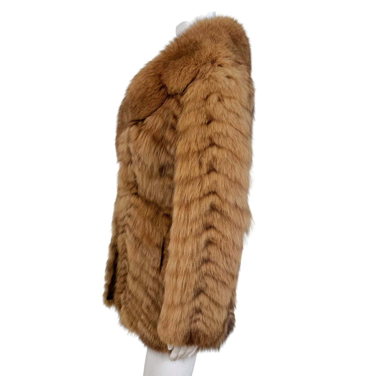 Vintage Fox Fur Coat Light Brown Open Front 1990s