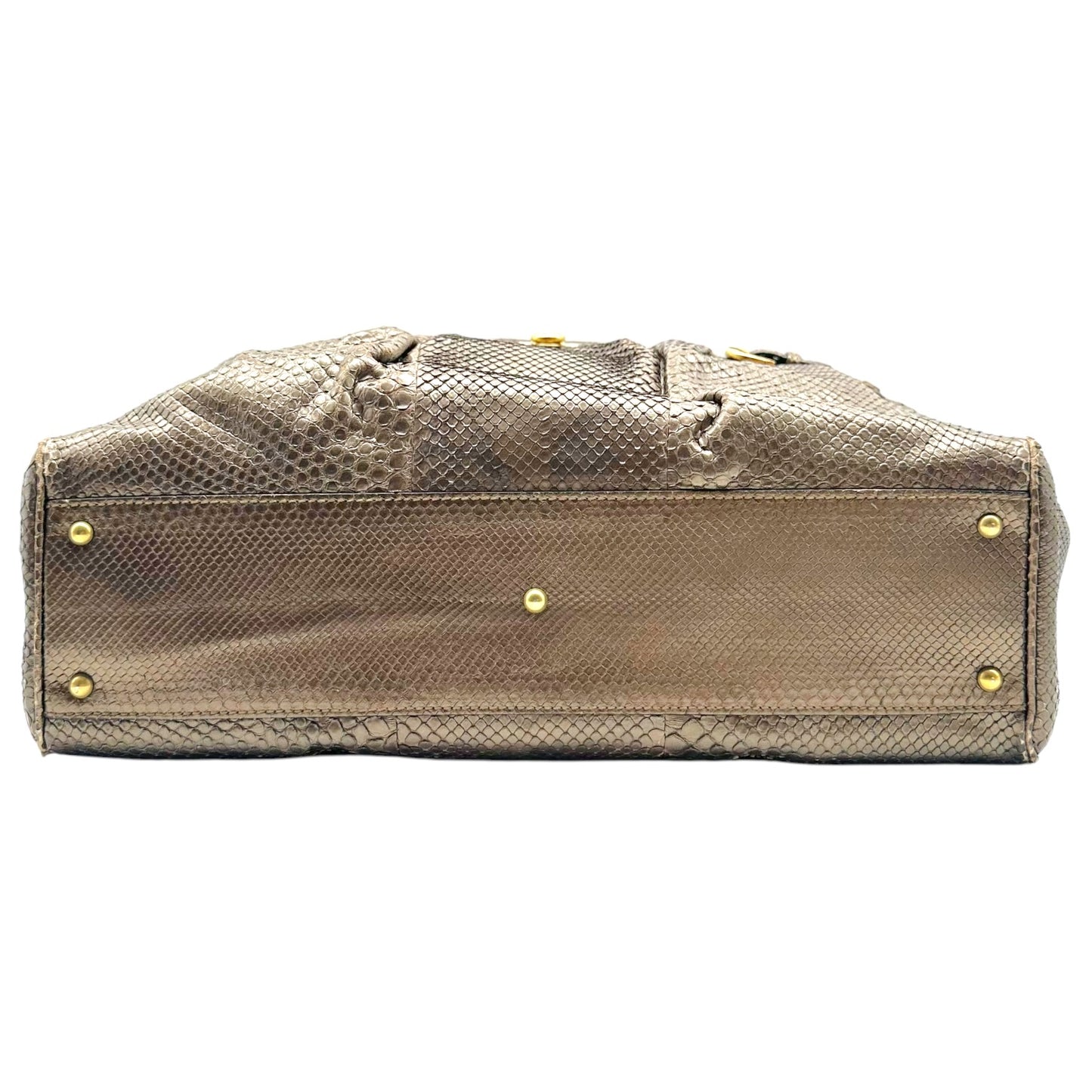 Salvatore Ferragamo Metallic Brown Python Shoulder Tote Bag