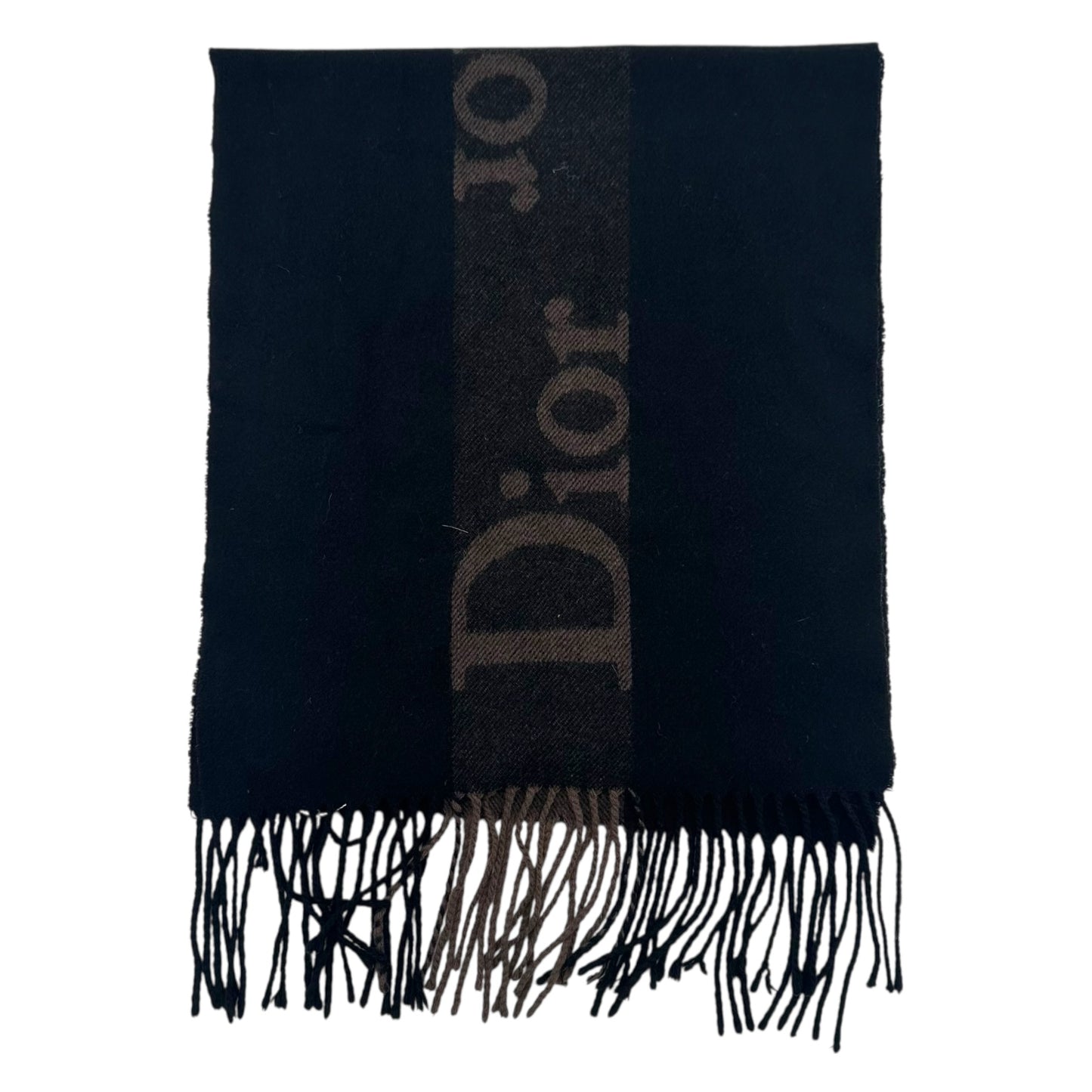 Christian Dior Black Cashmere & Wool Logo Scarf - Outfit Repeater