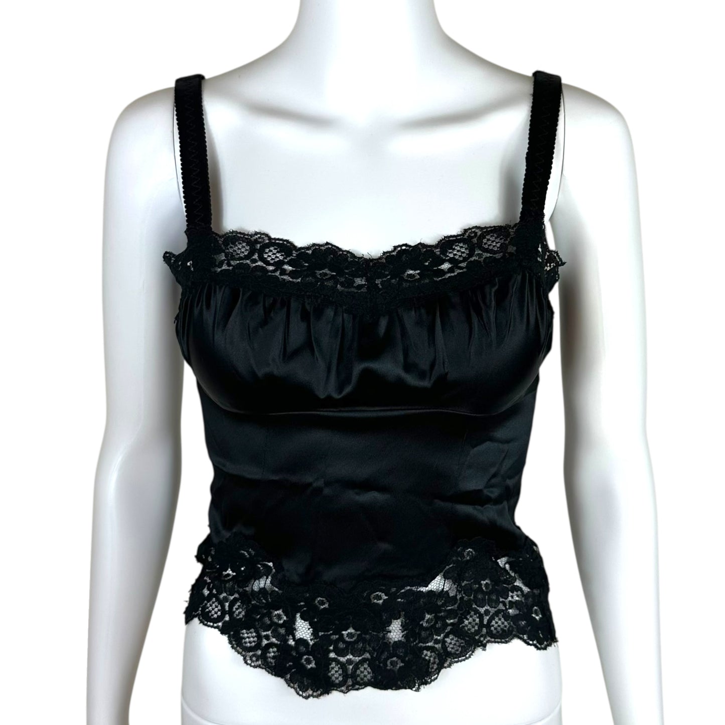 D&G Dolce & Gabbana Black Silk & Lace Cami