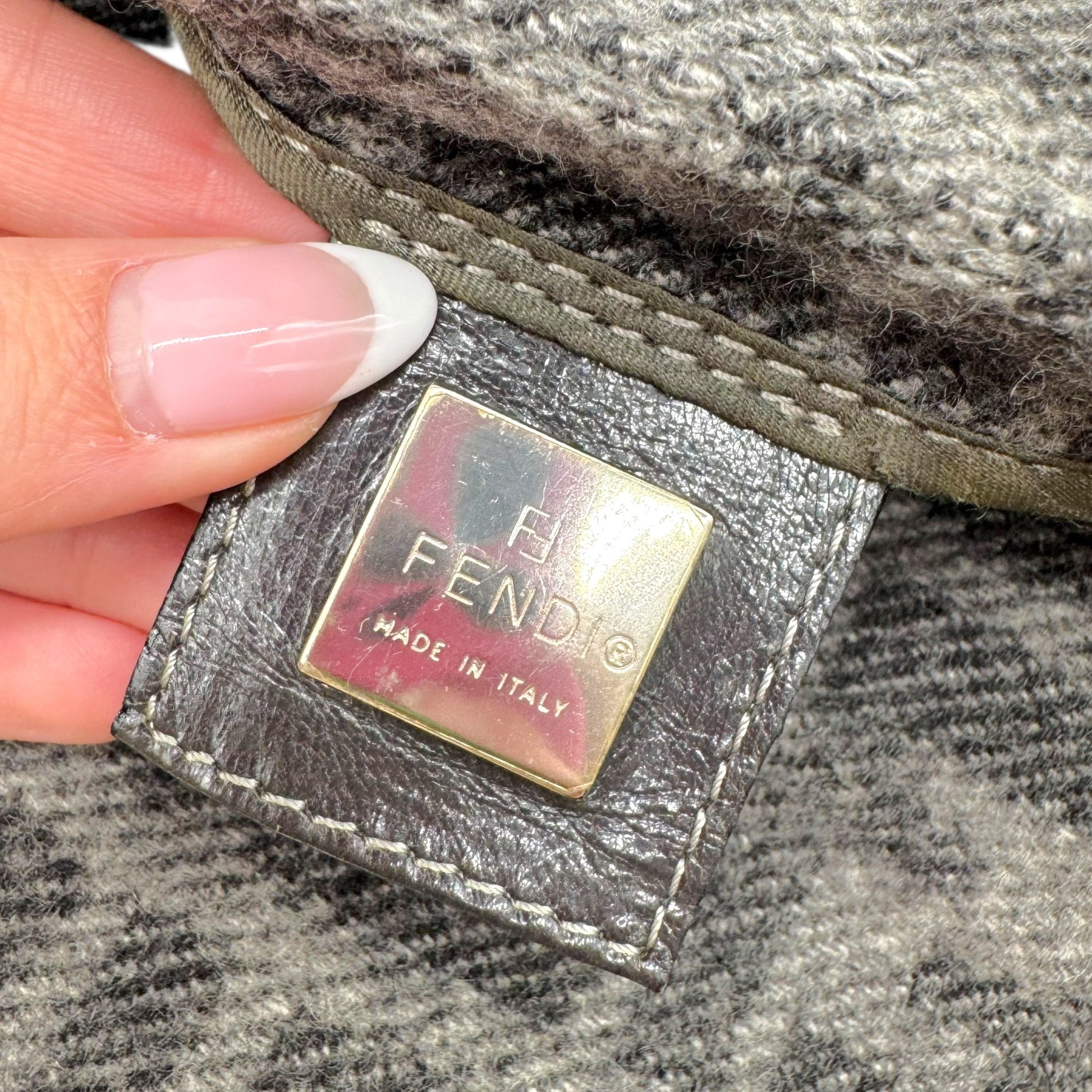 Fendi Gray Zucca Monogram Wool & Cashmere Knit Baguette Bag - Outfit Repeater