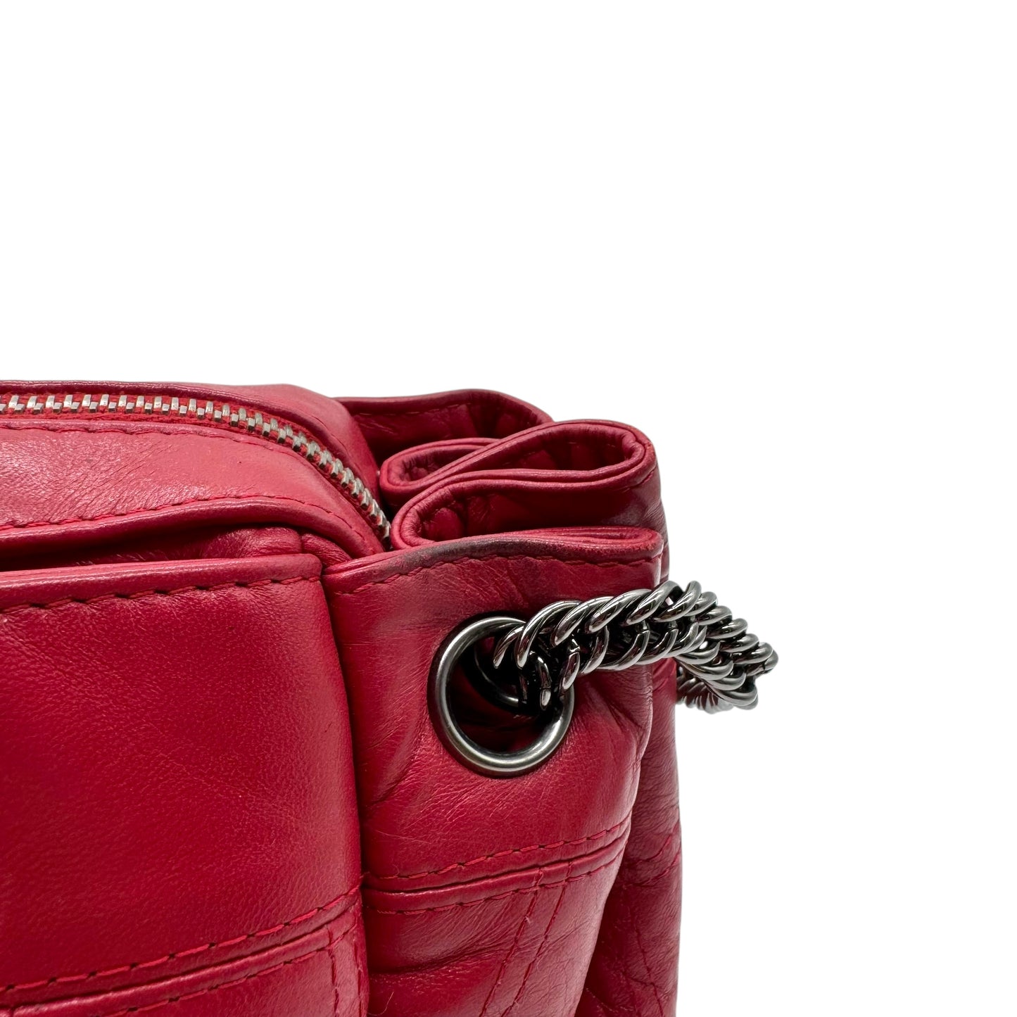 Chanel Red Leather LAX Chocolate Bar Quilted Shoulder Bag 2006-08 - Outfit Repeater