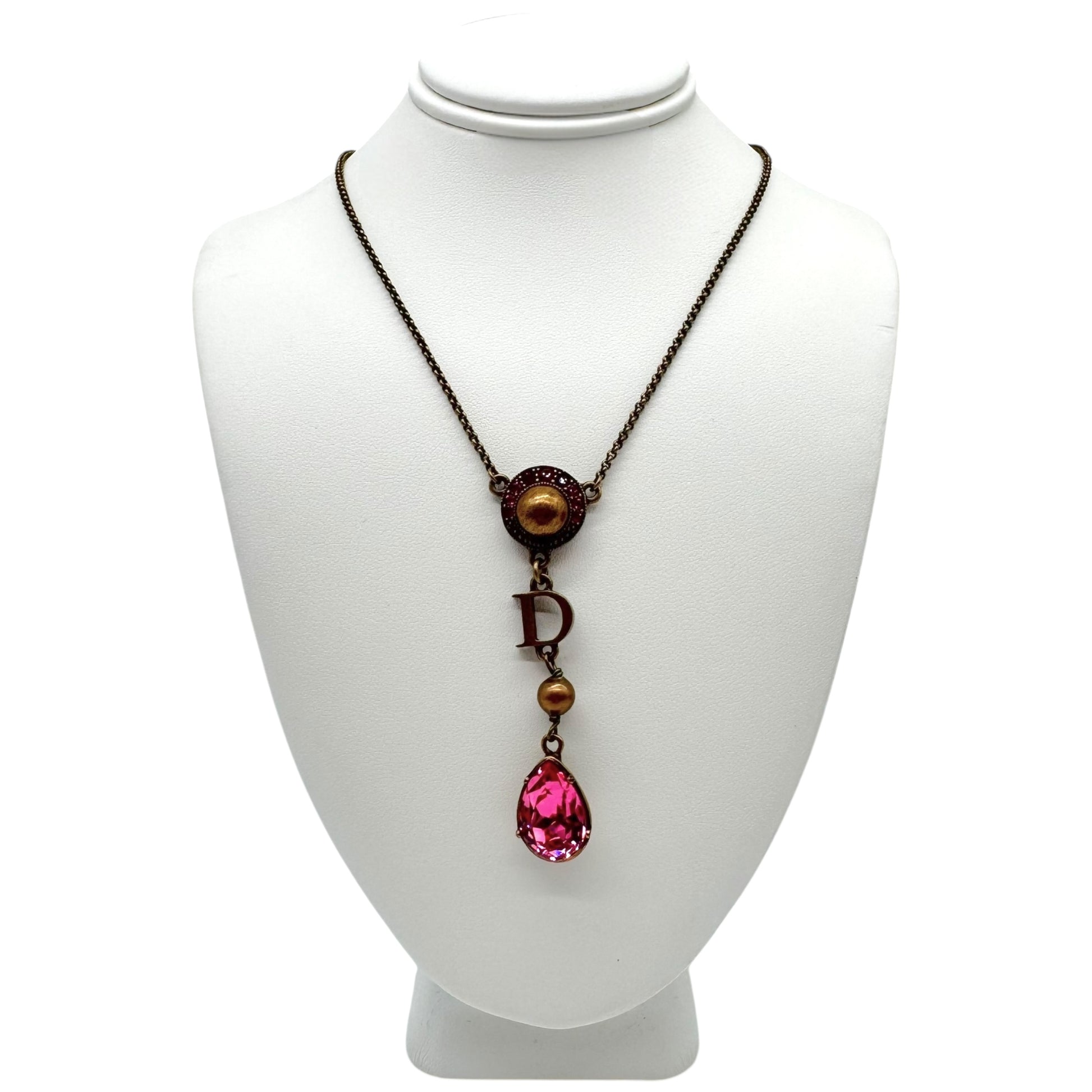 Christian Dior Pink Crystal & Copper Larait Necklace - Outfit Repeater