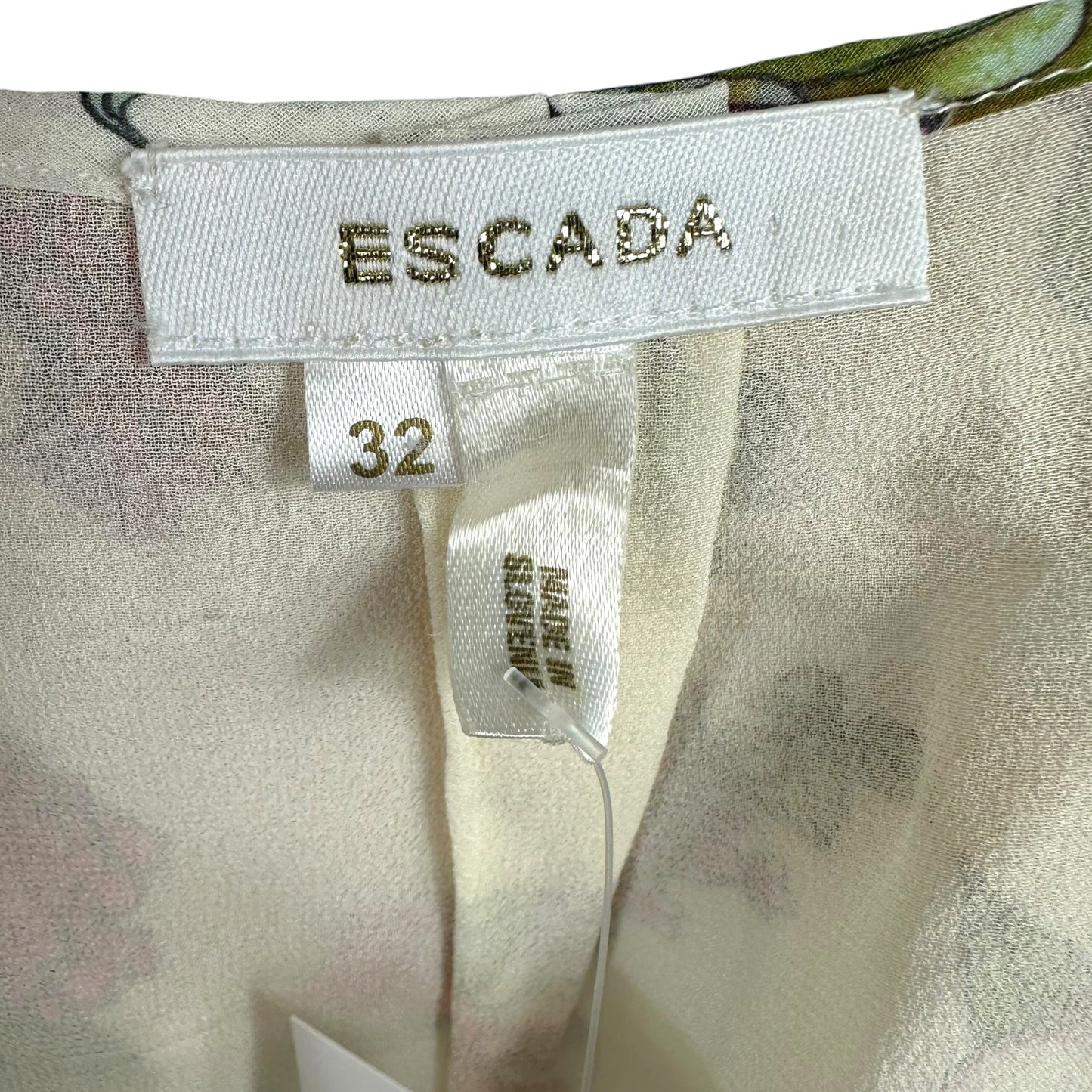 Escada Pink & White Floral Silk Blouse & Midi Skirt Set