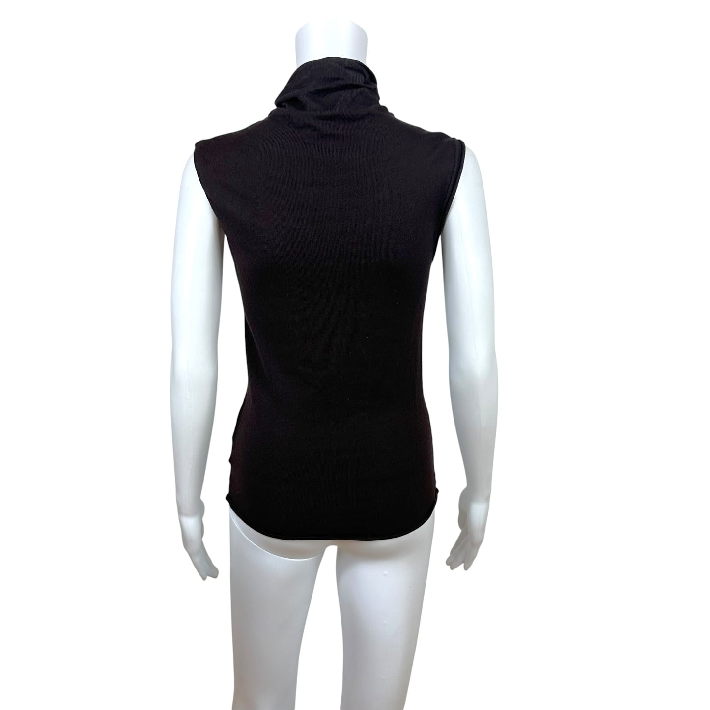 Roberto Cavalli 2003 Gold Charm & Brown Knit Sleeveless Turtleneck Top