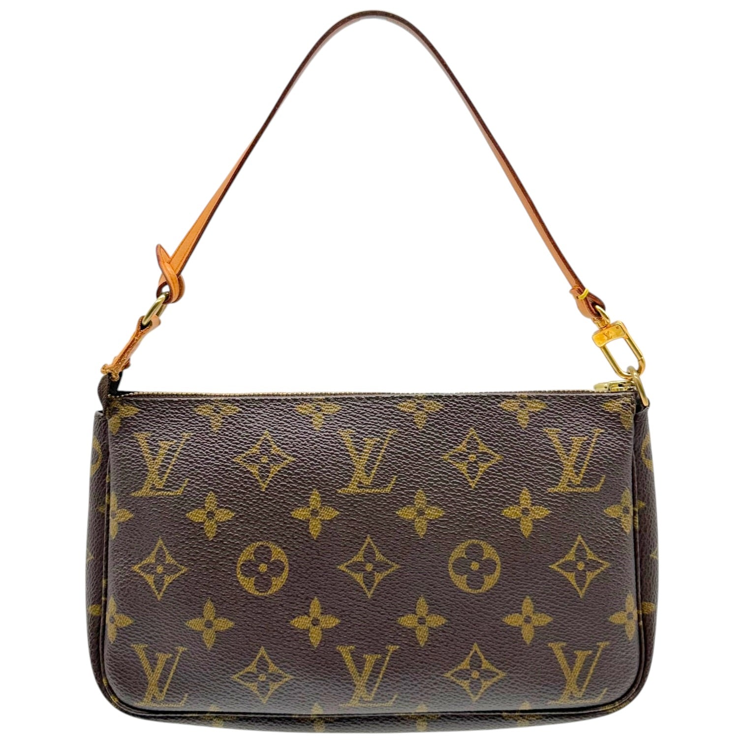 Louis Vuitton Monogram Pochette Bag Brown Coated Canvas