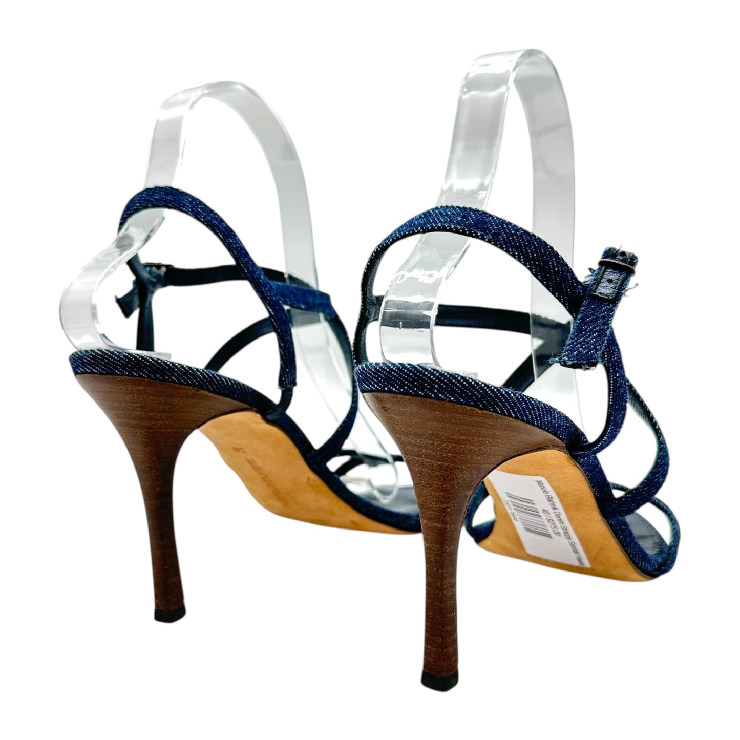 Manolo Blahnik Denim Strappy Sandal Heels