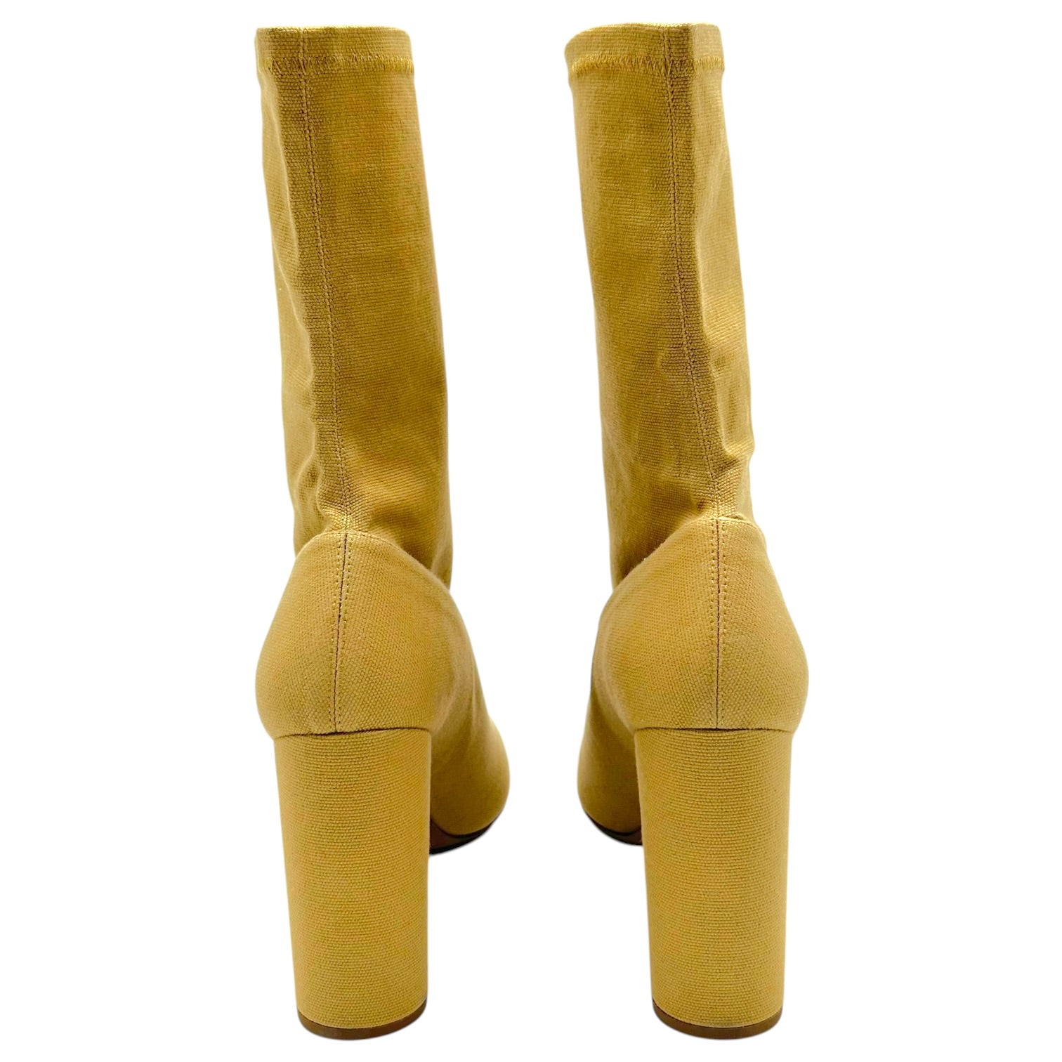 Yeezy Beige Stretch Canvas Pointed Toe Heeled Boots