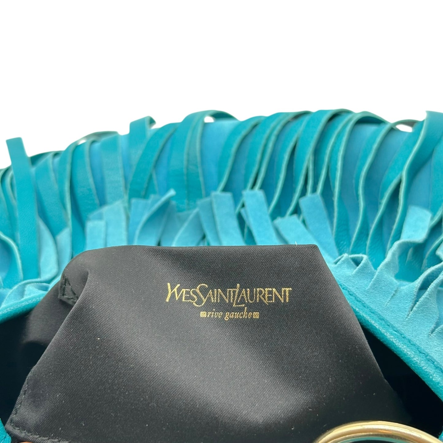 Yves Saint Laurent Rive Gauche by Tom Ford Turquoise Suede Fringe Shoulder Bag