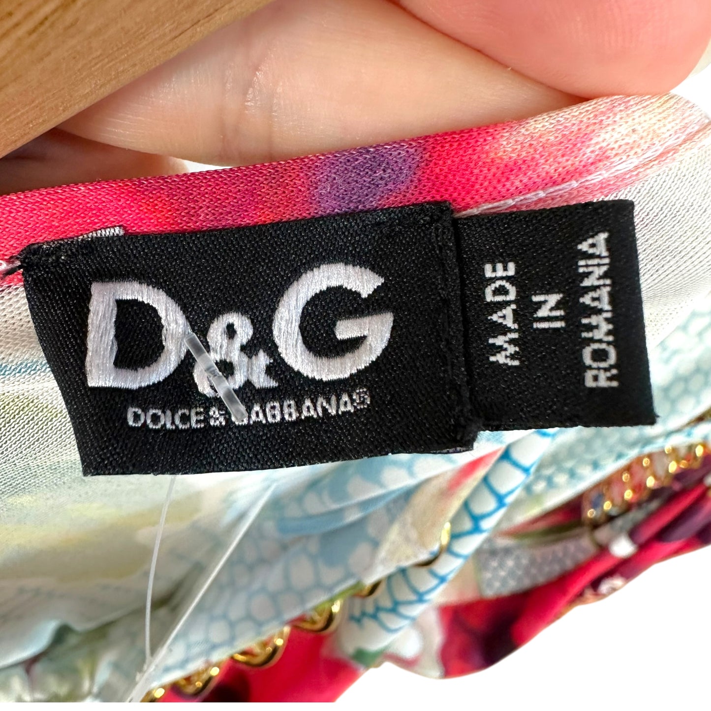 D&G Dolce & Gabbana Blue Floral Print Chain Embellished Crop Blouse Top