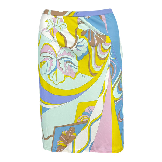 Emilio Pucci Silk Knit Midi Skirt Multicolor Pastel Print