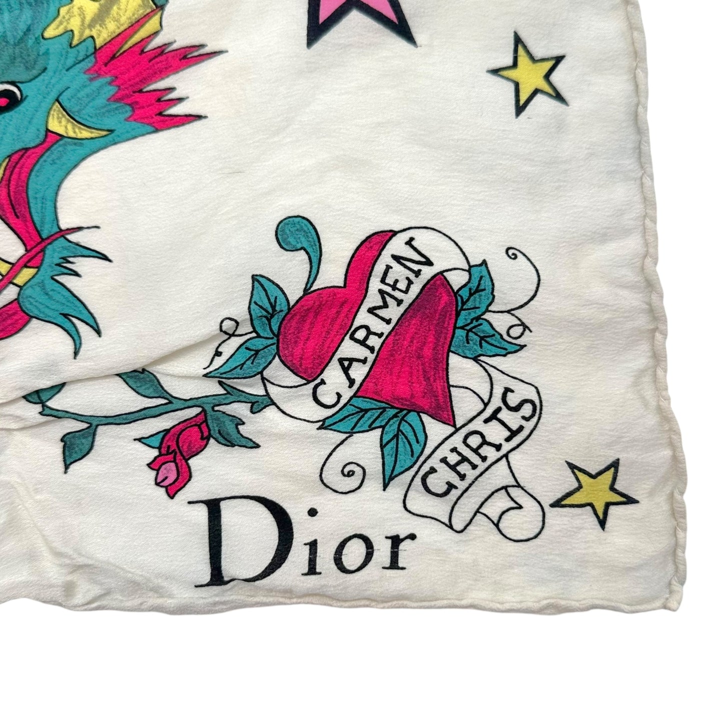 Christian Dior Tattoo Print Square Silk Scarf
