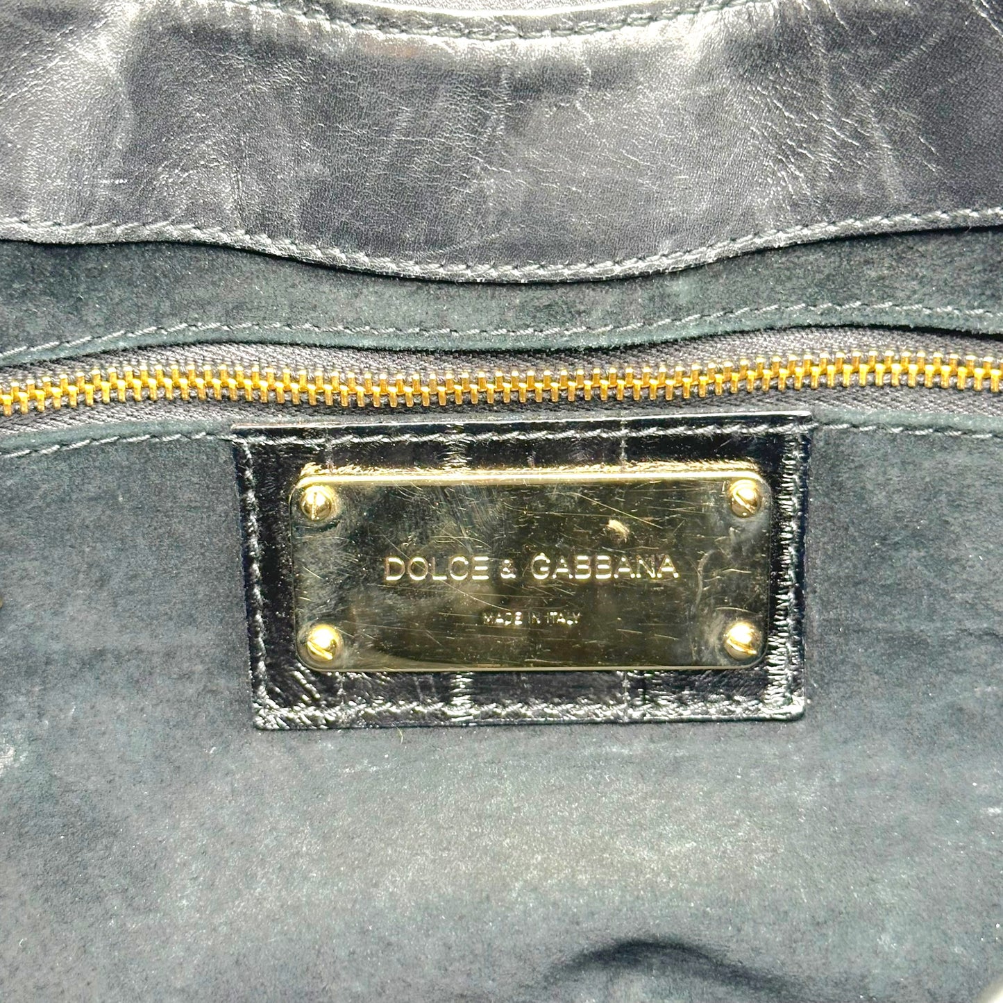 Dolce & Gabbana Black Gold Eel Skin Shoulder Bag