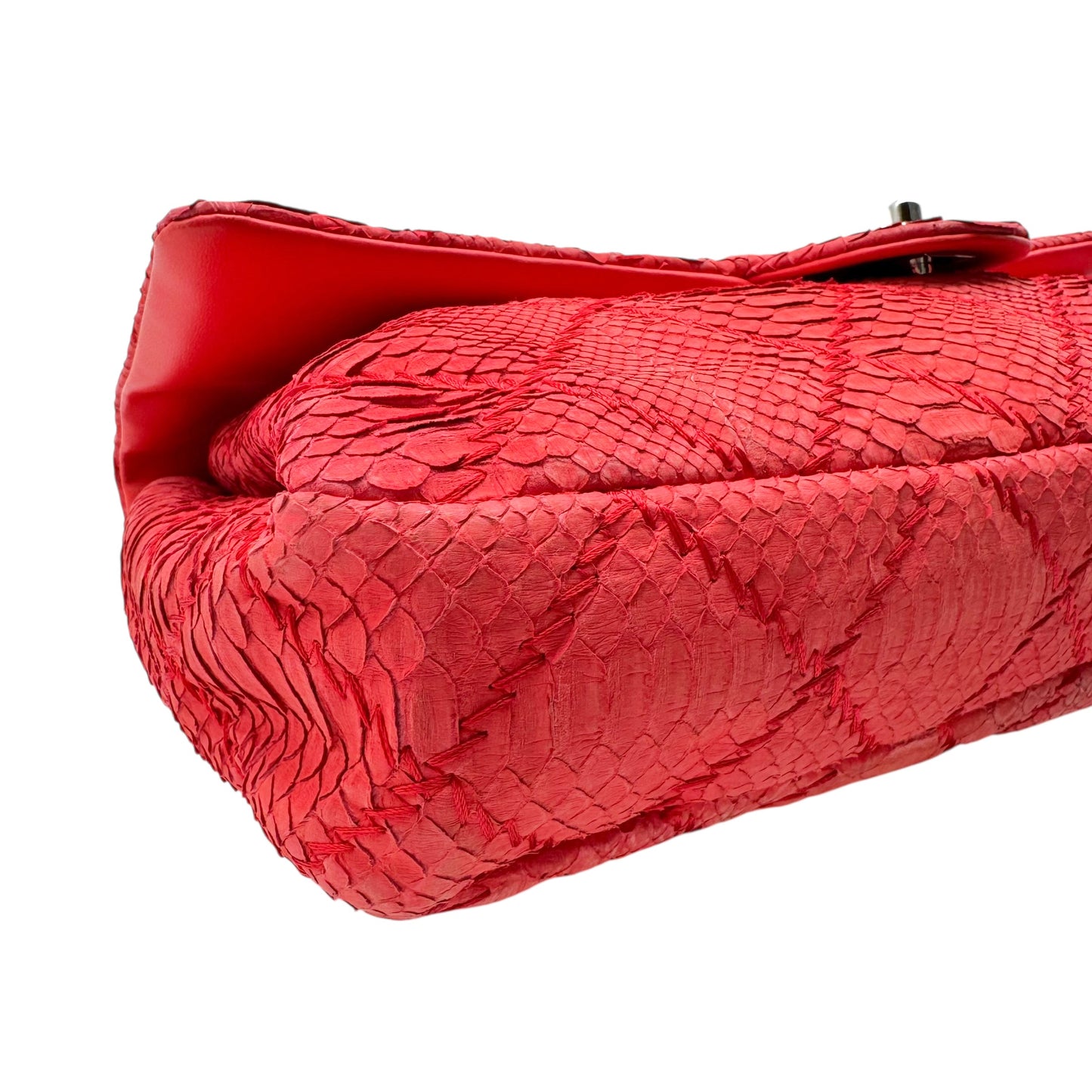 Chanel Red Python Wild Stitch Large Flap Bag