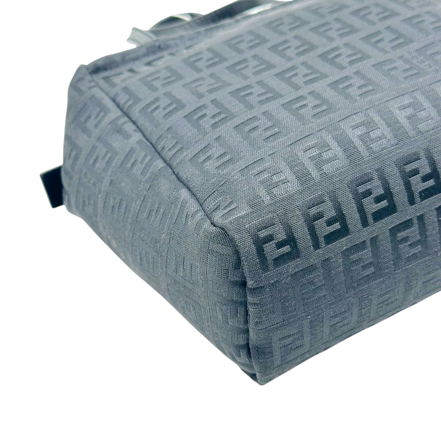 Fendi Black Zucchino Monogram Top Handle Square Pochette Bag