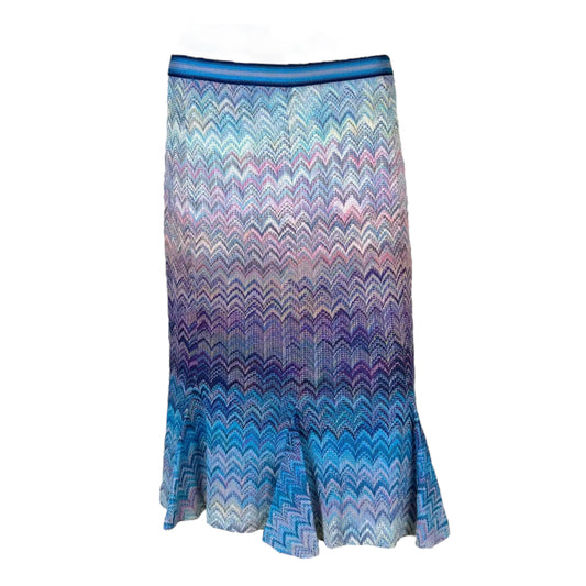 Missoni Blue Chevorn Knit Midi Skirt