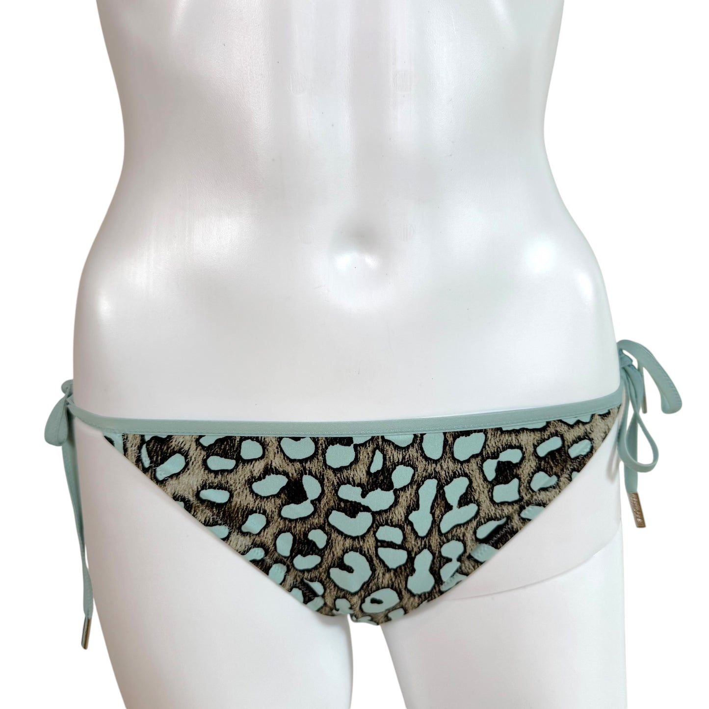 Roberto Cavalli Light Blue & Gray Leopard Print Bikini Set NEW