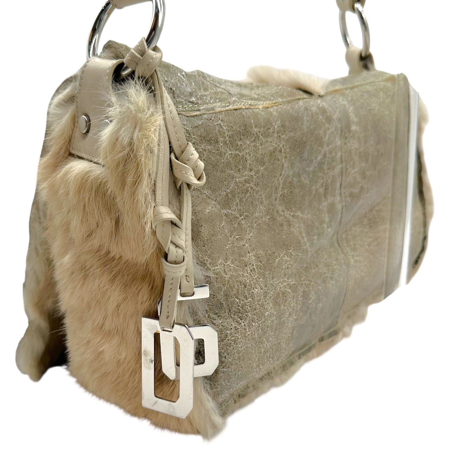 Dolce & Gabbana Ivory Fur Leather Shoulder Bag