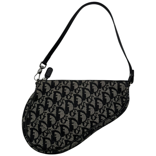 Christian Dior Navy Blue Trotter Monogram Mini Saddle Bag - Outfit Repeater
