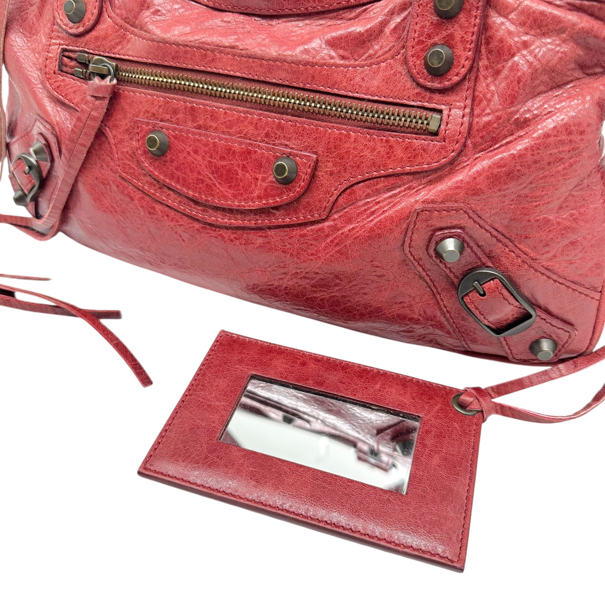 Balenciaga Burgundy Leather 2-Way City Bag