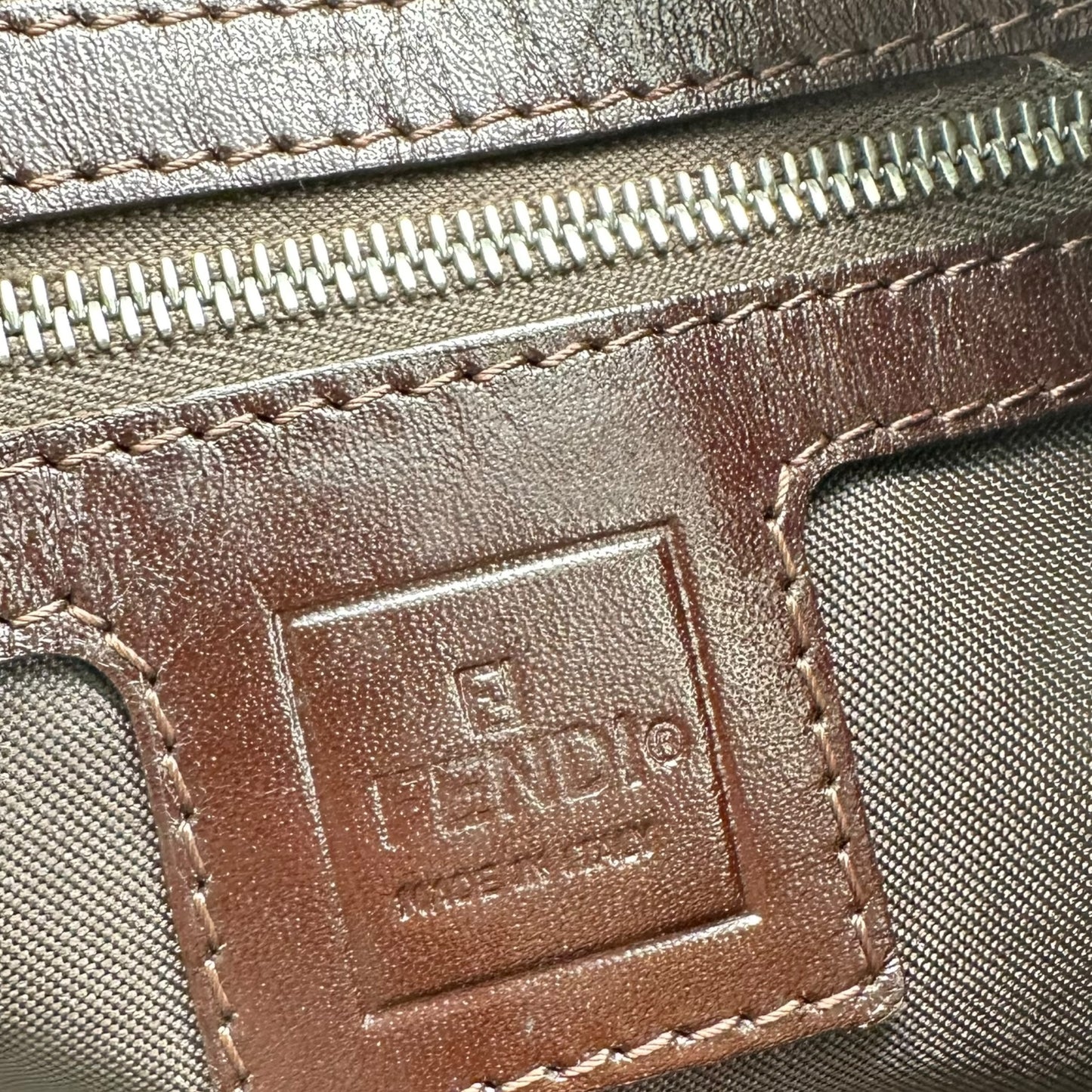 Fendi Brown Zucca Monogram XL Mama Baguette Bag - Outfit Repeater