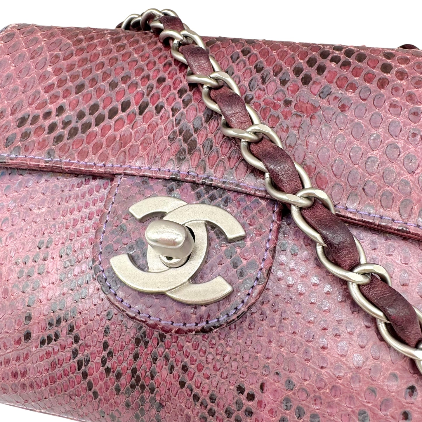Chanel Purple Python Small Square Flap Bag