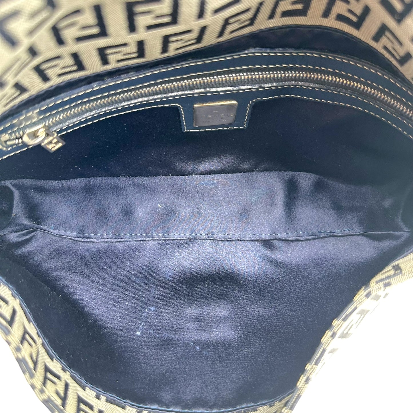 Fendi Navy Blue Zucchino Monogram Baguette Bag