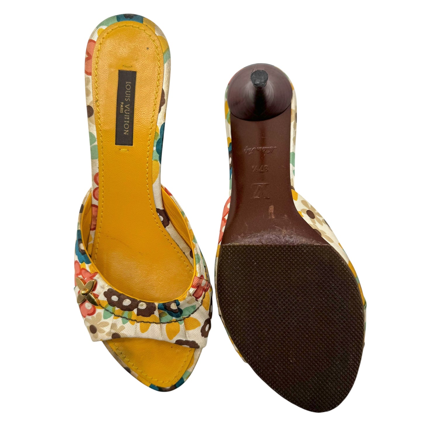 Louis Vuitton Multicolor Flower Monogram Heeled Mule Sandals