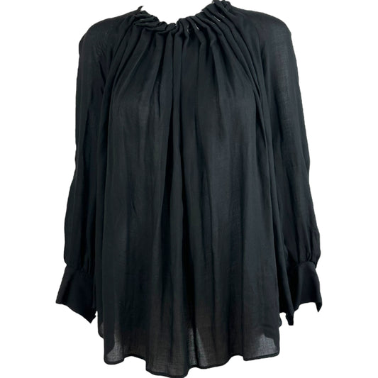 Plein Sud Black Semi-Sheer Flowy Rivet Collar Blouse
