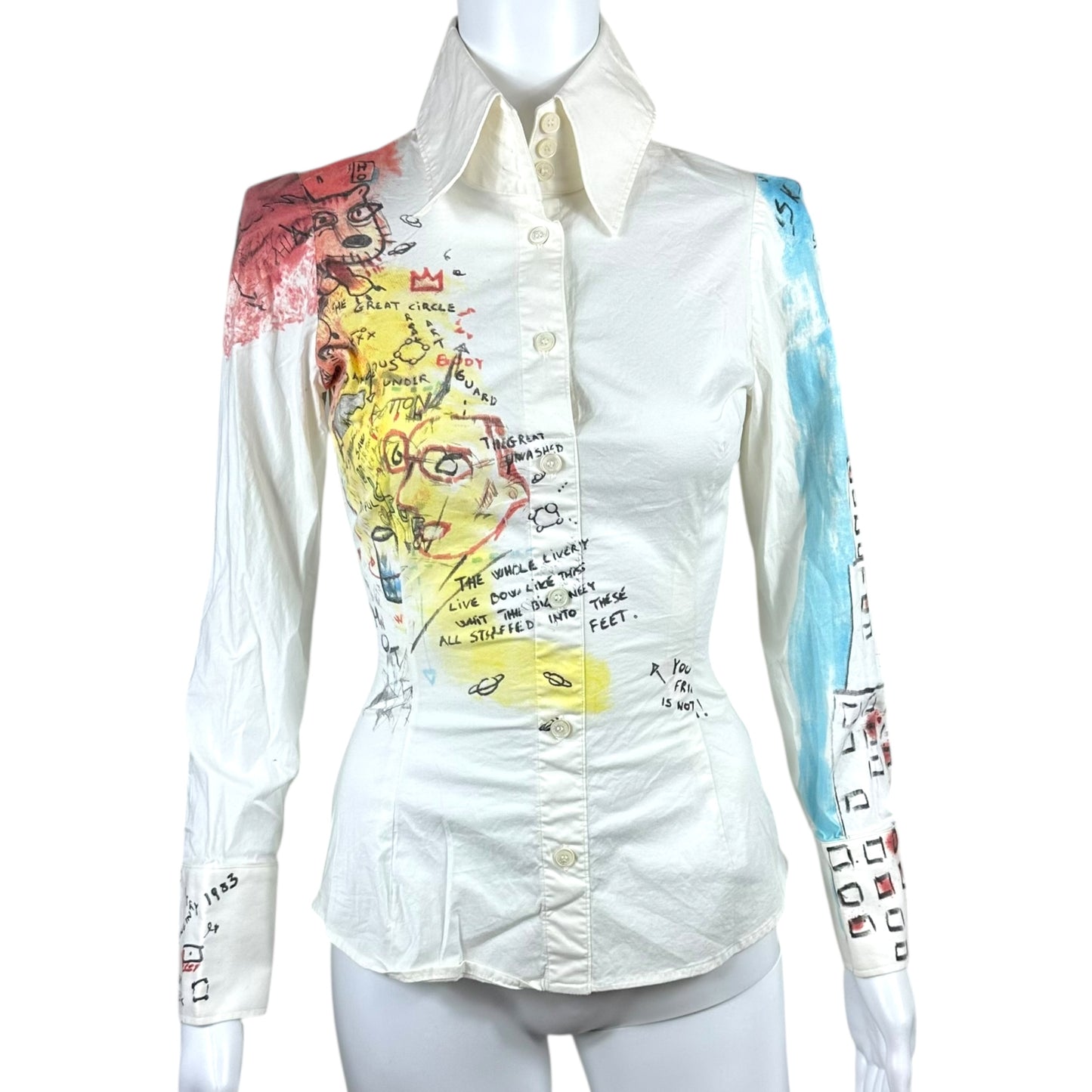 Dolce & Gabbana Graffiti Print Blouse White Button-Up