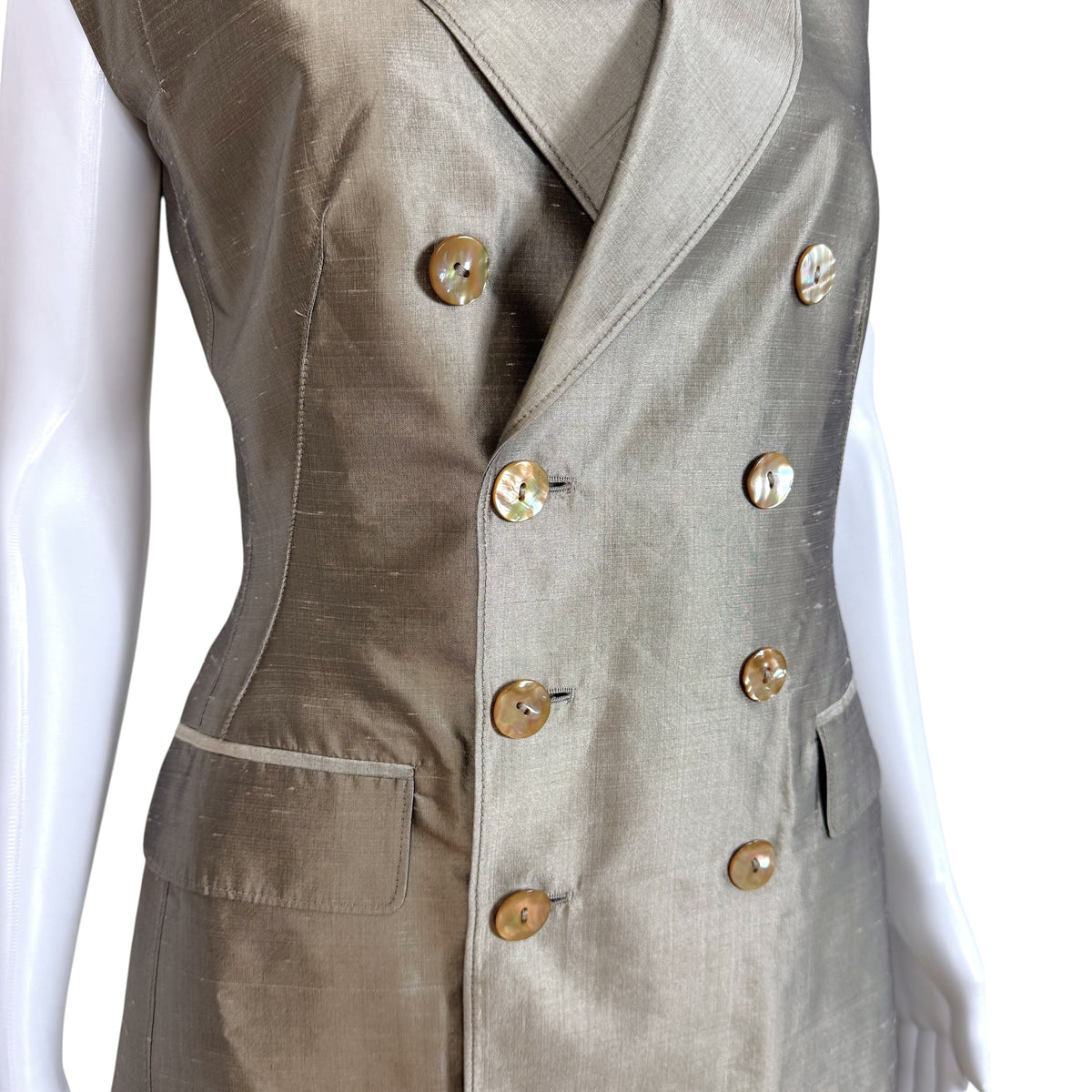 Jean Paul Gaultier Silk Mother of Pearl Blazer Pant Set