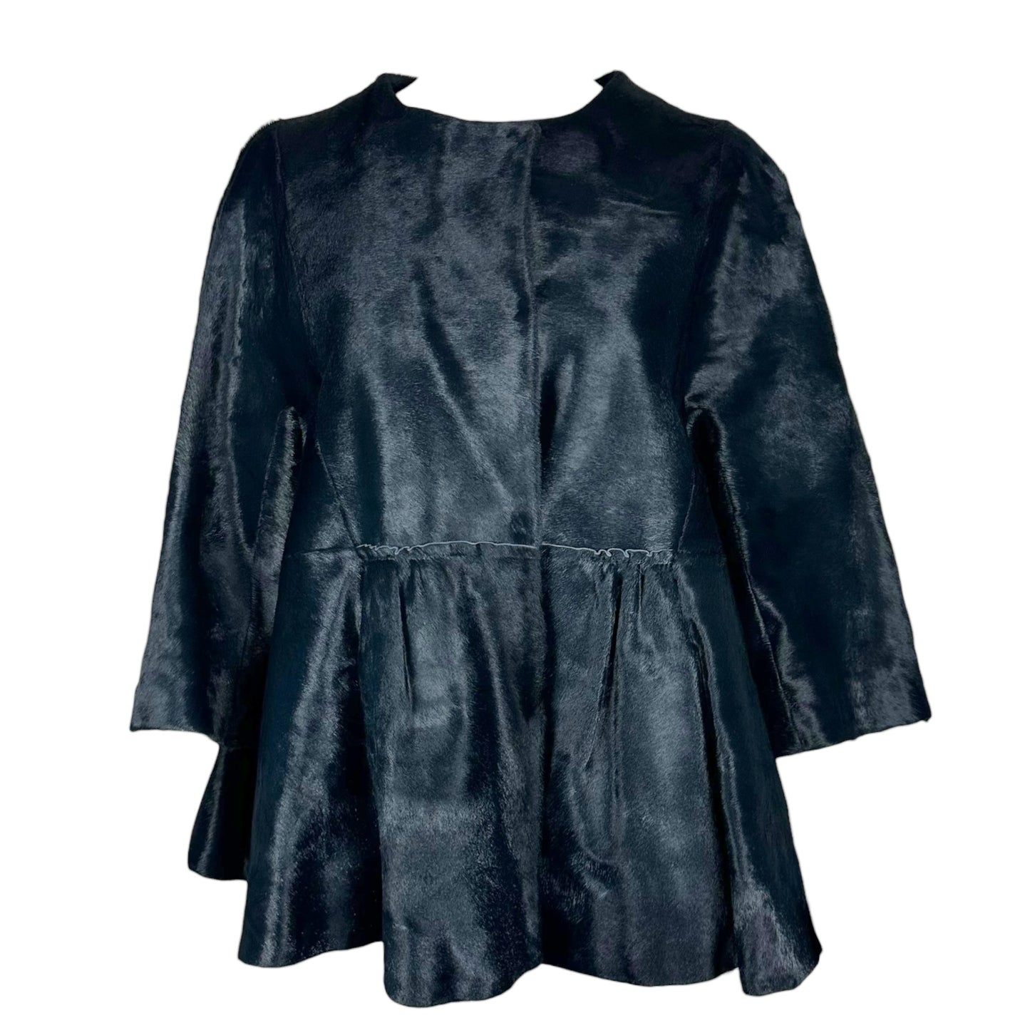 Marni Black Ponyhair 3/4 Sleeve Coat