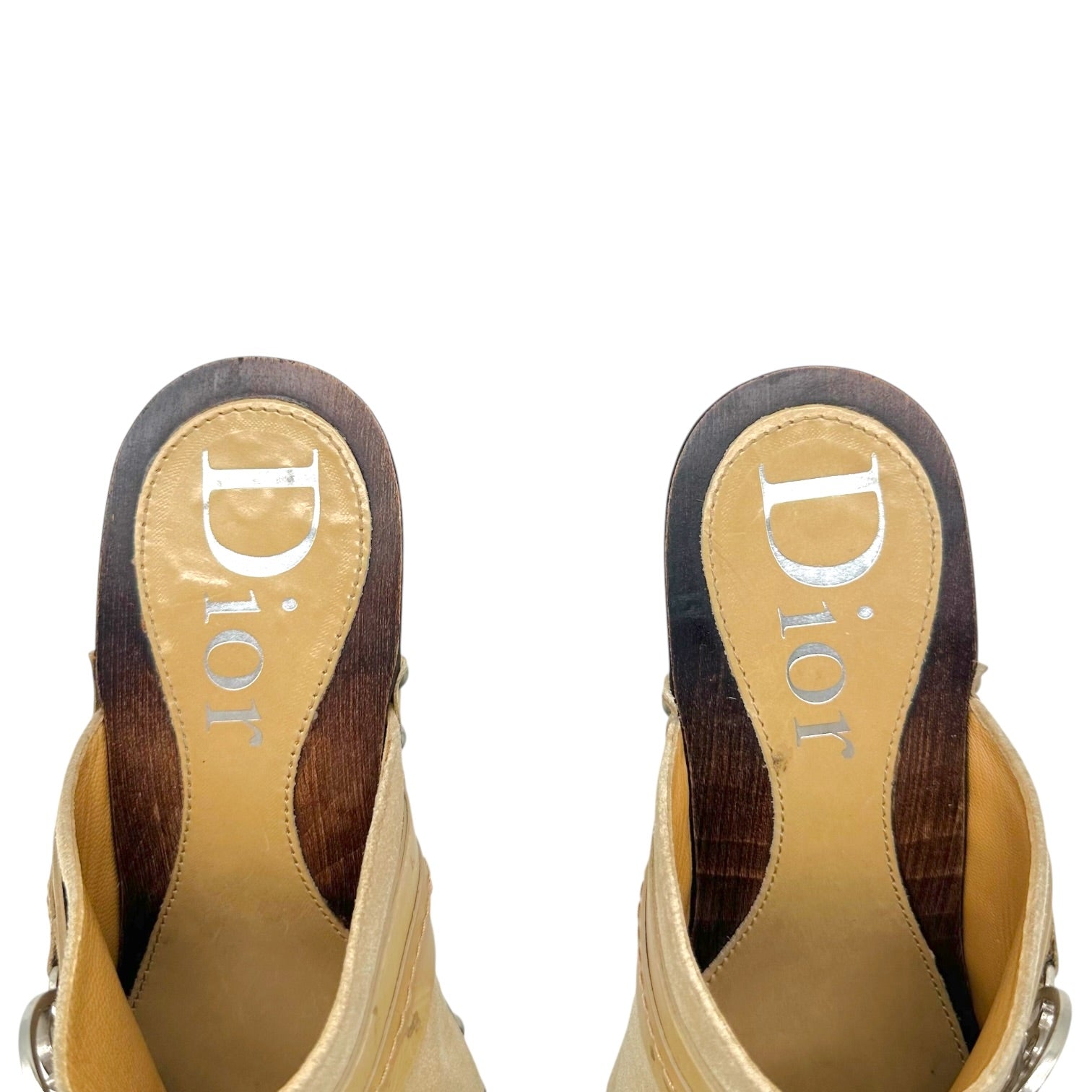 Christian Dior Tan Suede Mule Clogs With Wooden Heel