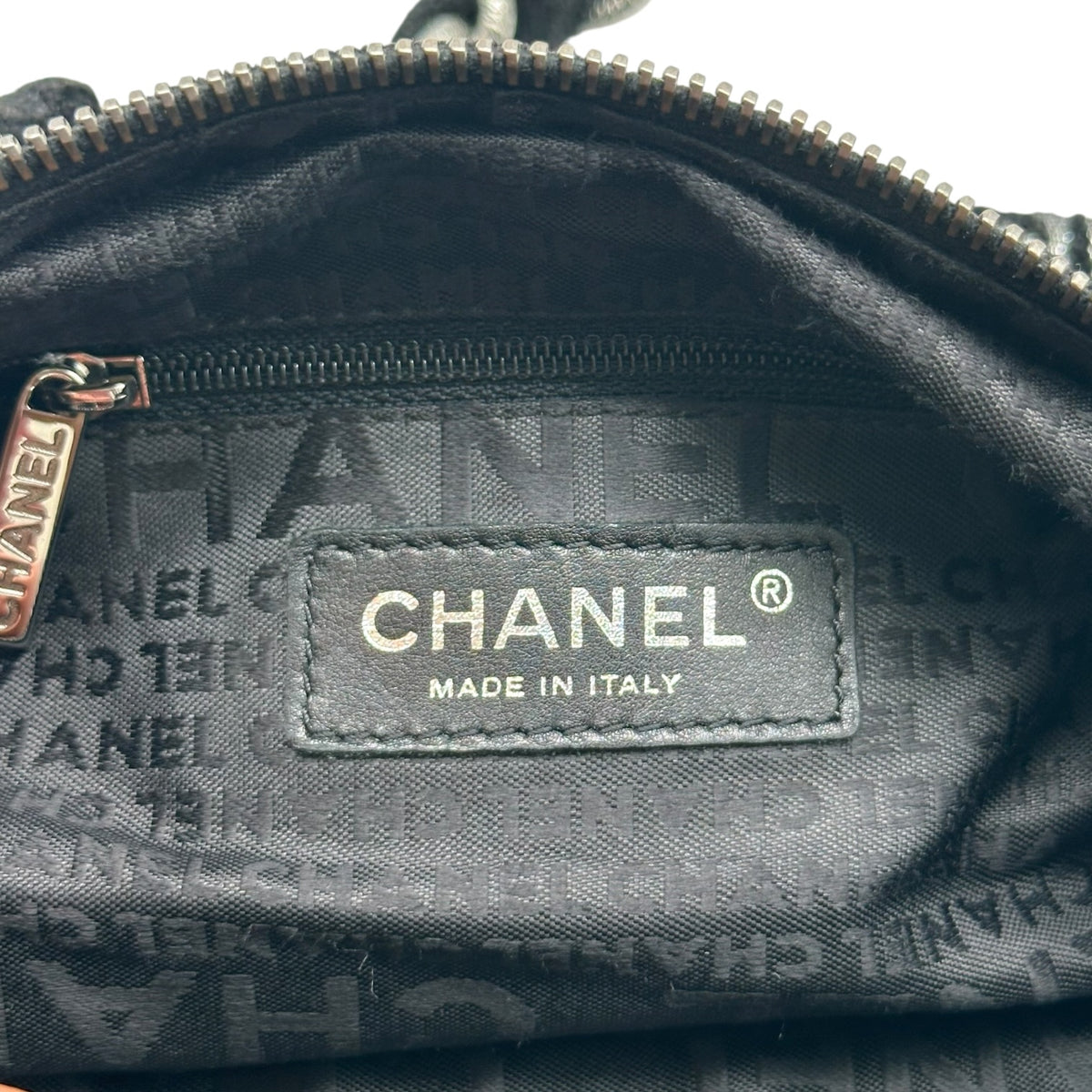 Chanel Black Silver Loop Terry Shoulder Bag