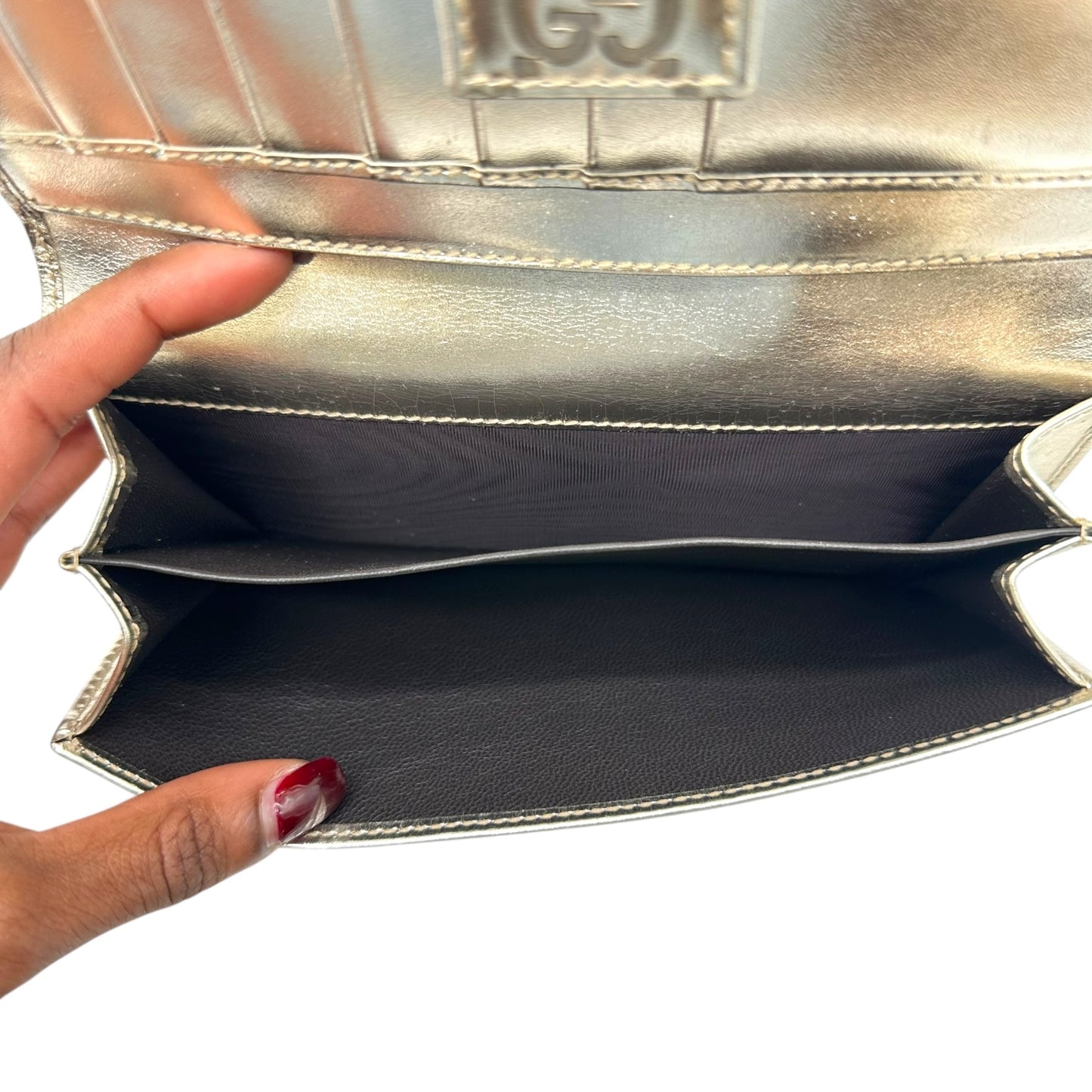 Gucci Silver Guccissima Embossed Monogram Long Wallet