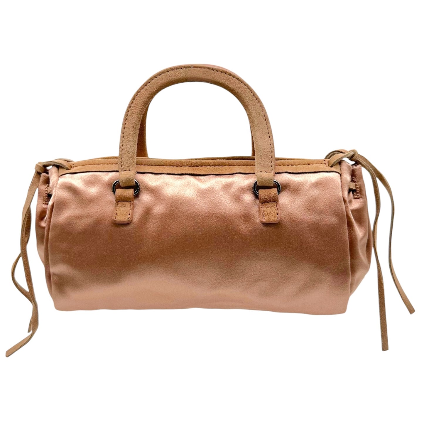 Prada Light Pink Silk & Suede Mini Bowler Handbag