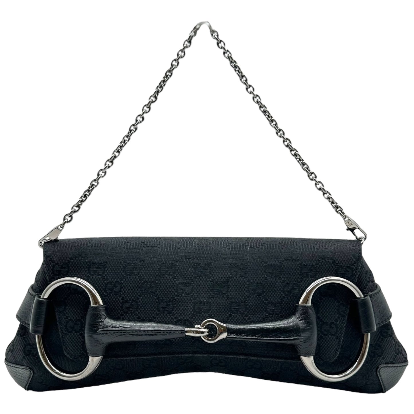 Gucci by Tom Ford Black Monogram Canvas Large Horsebit 2-Way Clutch Bag - Outfit Repeater