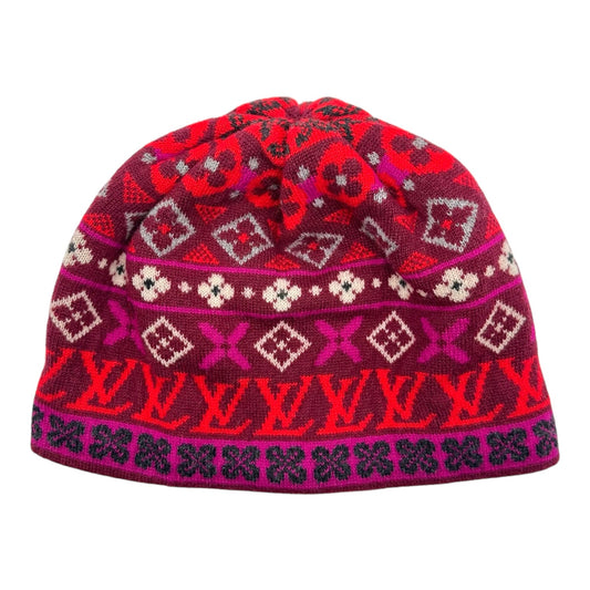 Louis Vuitton Cashmere Beanie Hat Red Purple Nordic Logo