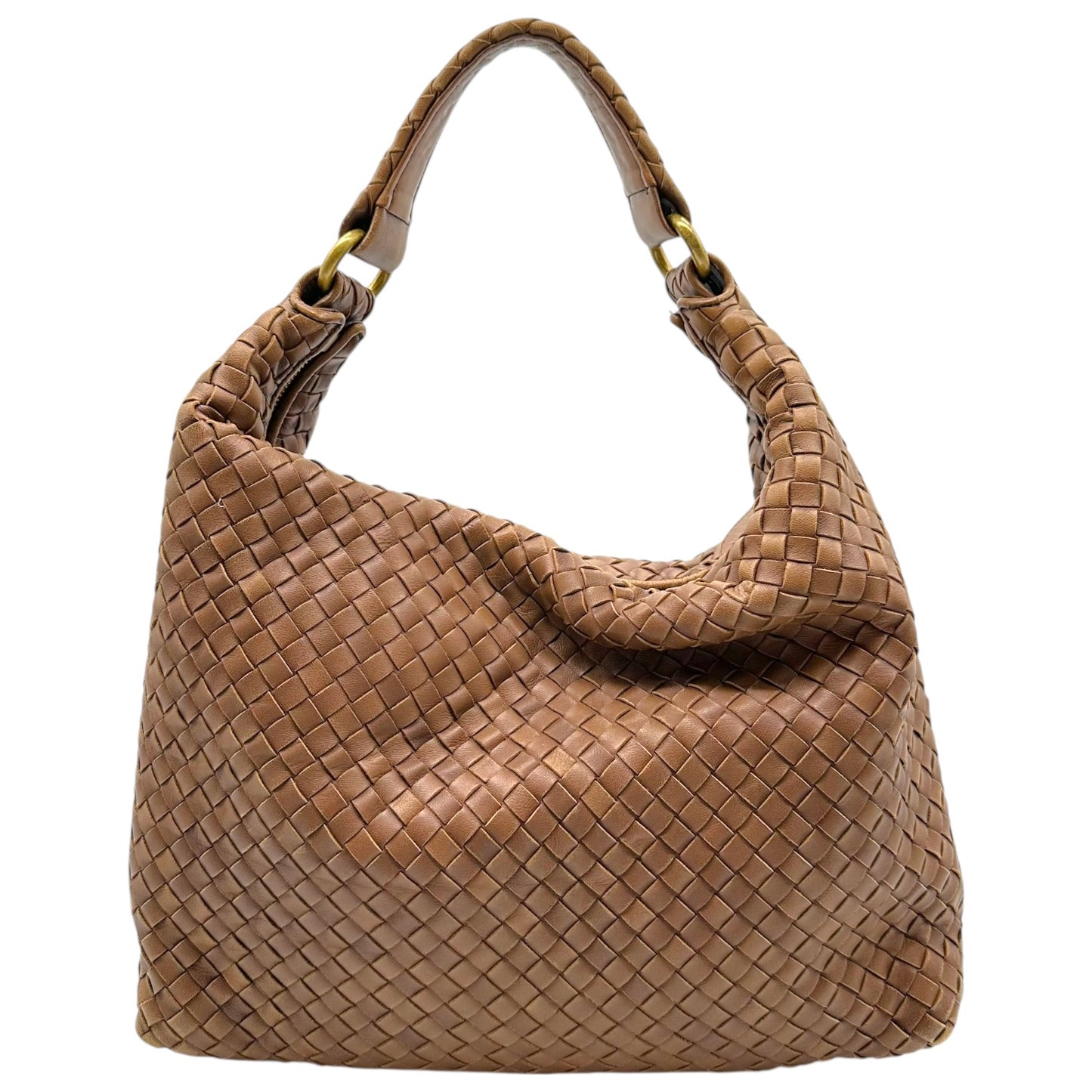 Bottega Veneta Brown Intrecciato Woven Leather Hobo Bag