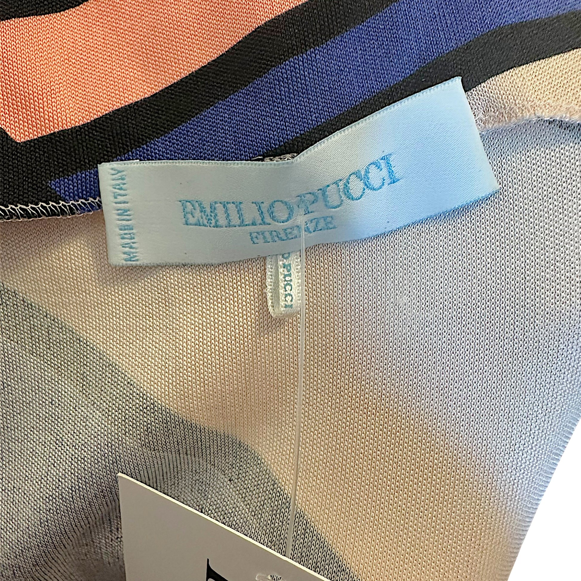 Emilio Pucci Wrap Dress Pink Blue Striped Geometric Border