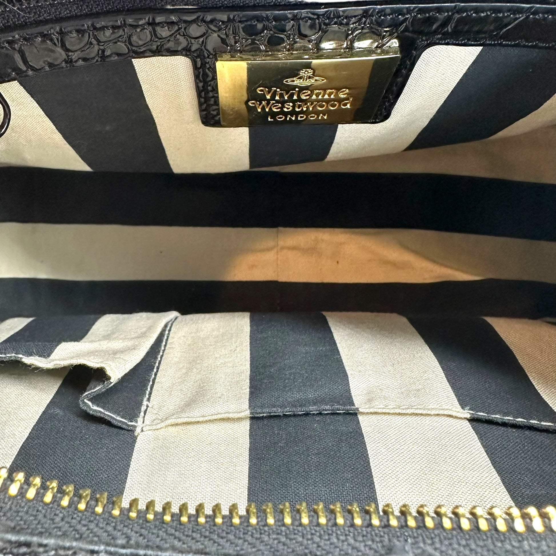 Vivienne Westwood Black Croc Embossed Bowler Bag - Outfit Repeater