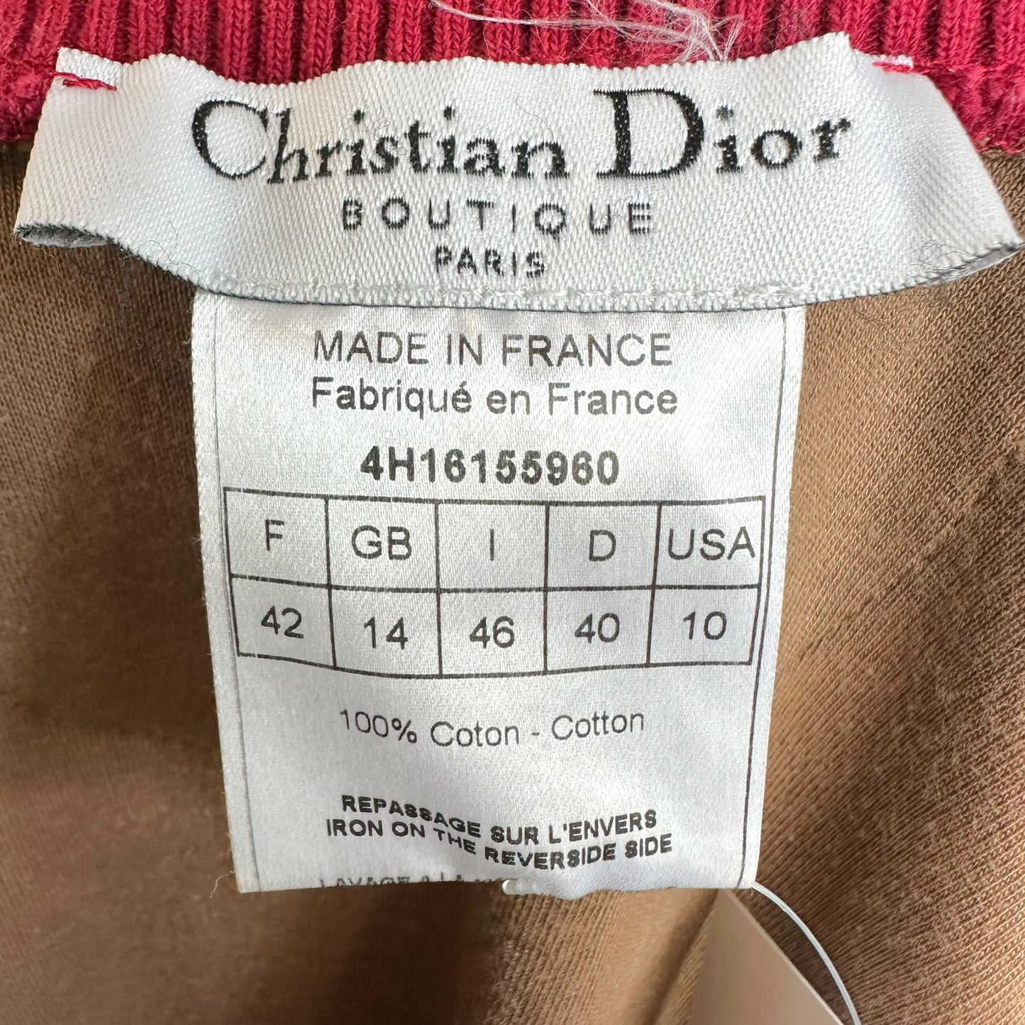 Christian Dior Brown Striped Sleeve T-Shirt