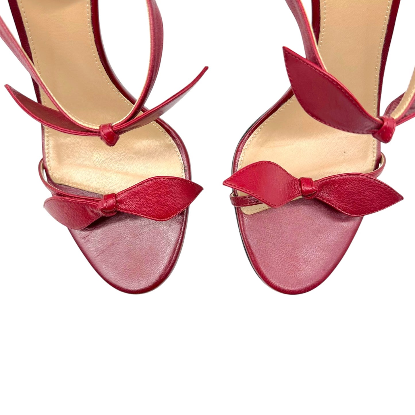 Chloé Red Bow Embellished Strappy Sandal Heels