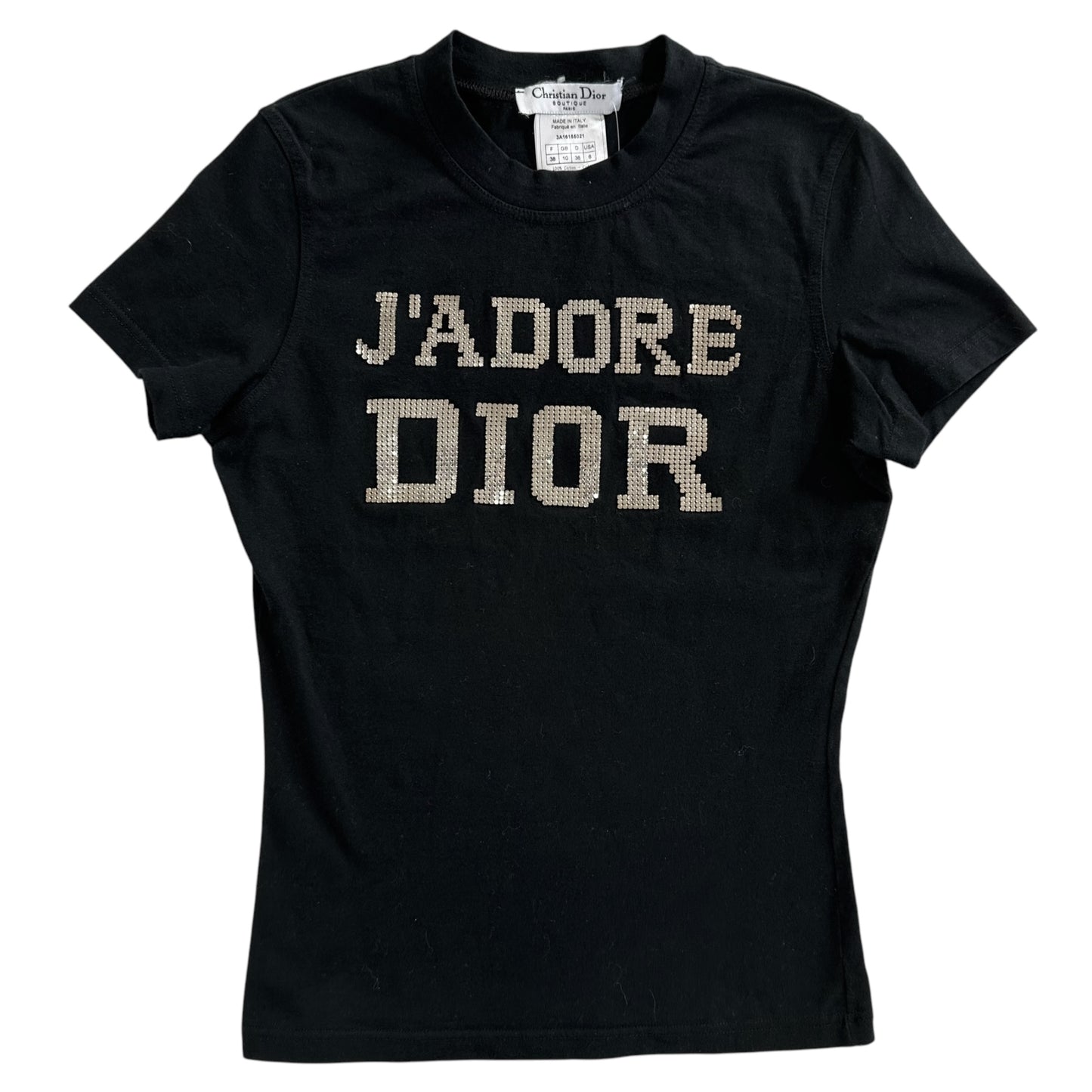 Christian Dior F/W 2003 J'Adore Dior Black Chainmail Logo T-Shirt - Outfit Repeater