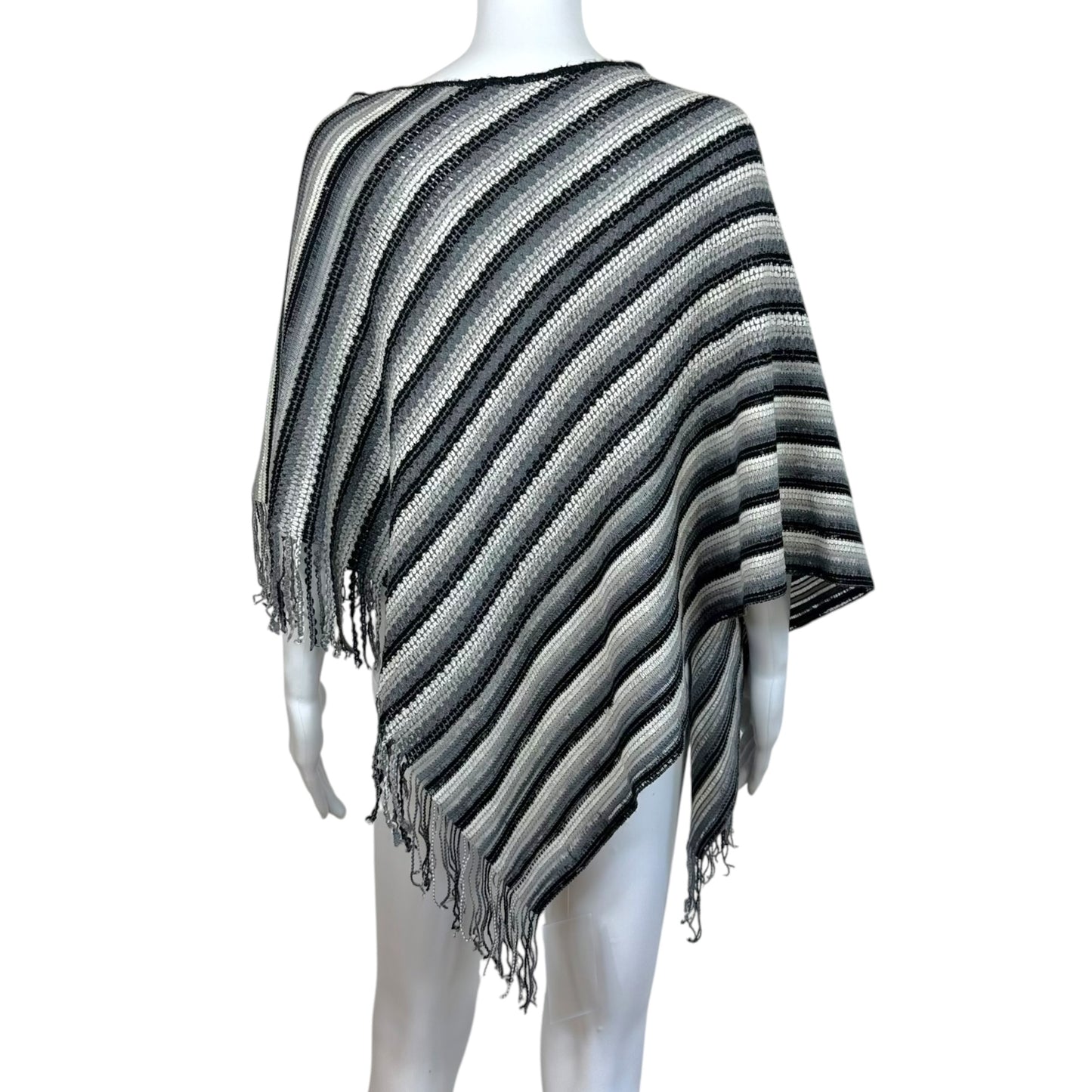 Missoni Black & White Knit Wool Blend Poncho