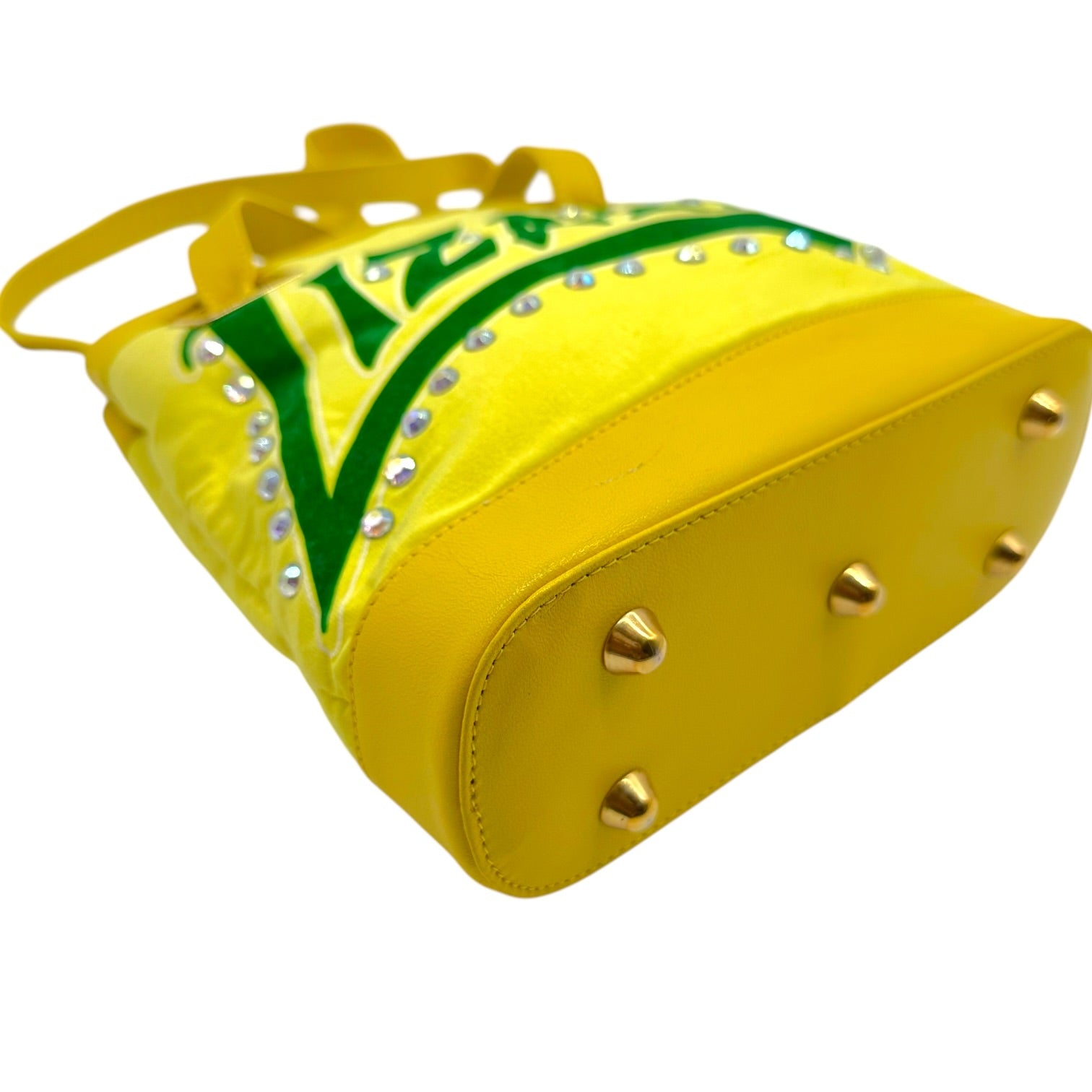 D&G Mini Tote Bag Yellow Green Rhinestone Lizard Design