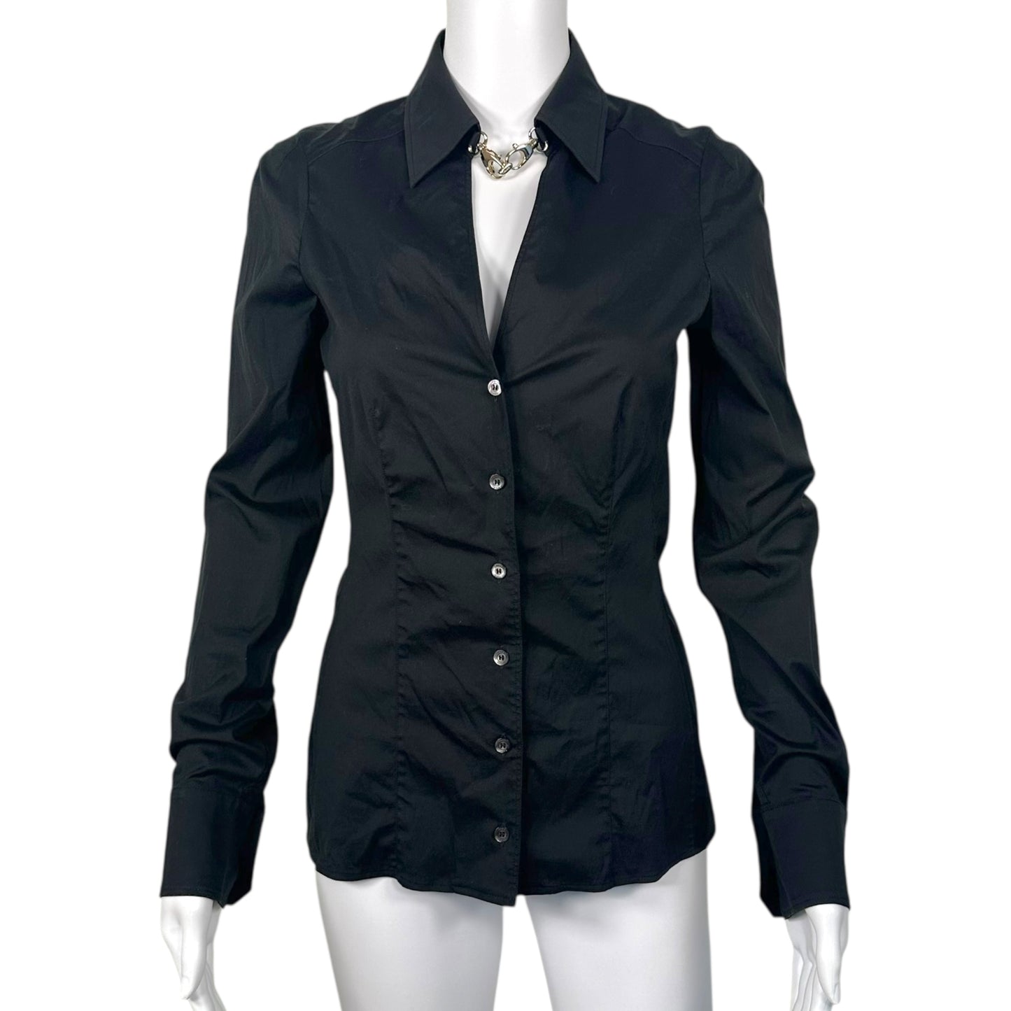 Gucci 2006 Black 'Choker' Hardware Button Up Blouse - Outfit Repeater