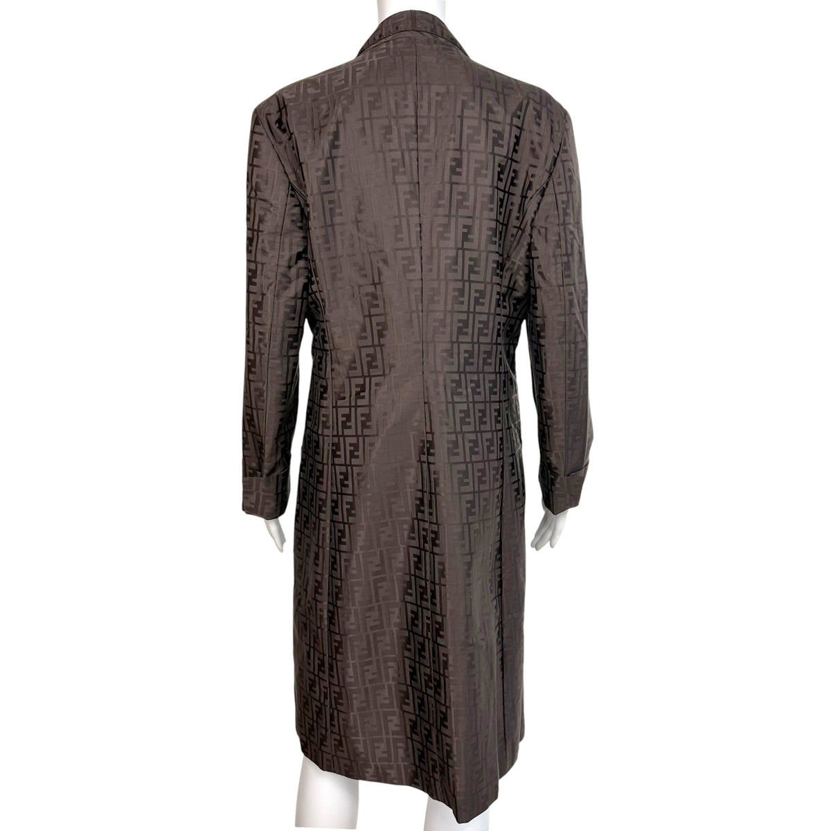 Fendi Brown Zucca Monogram Nylon Mid-Length Trench Coat
