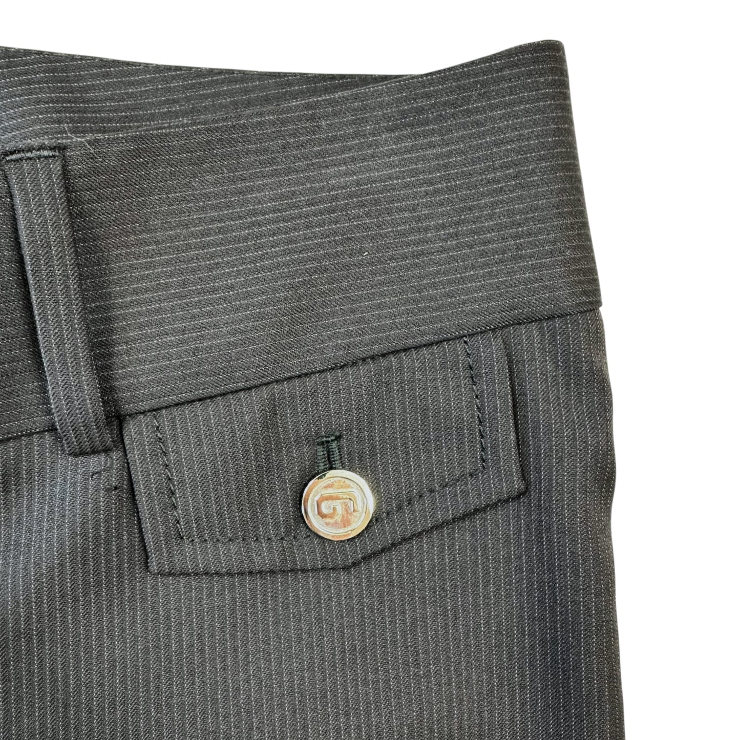 Dolce & Gabbana Gray Wool Low Rise Striped Slacks
